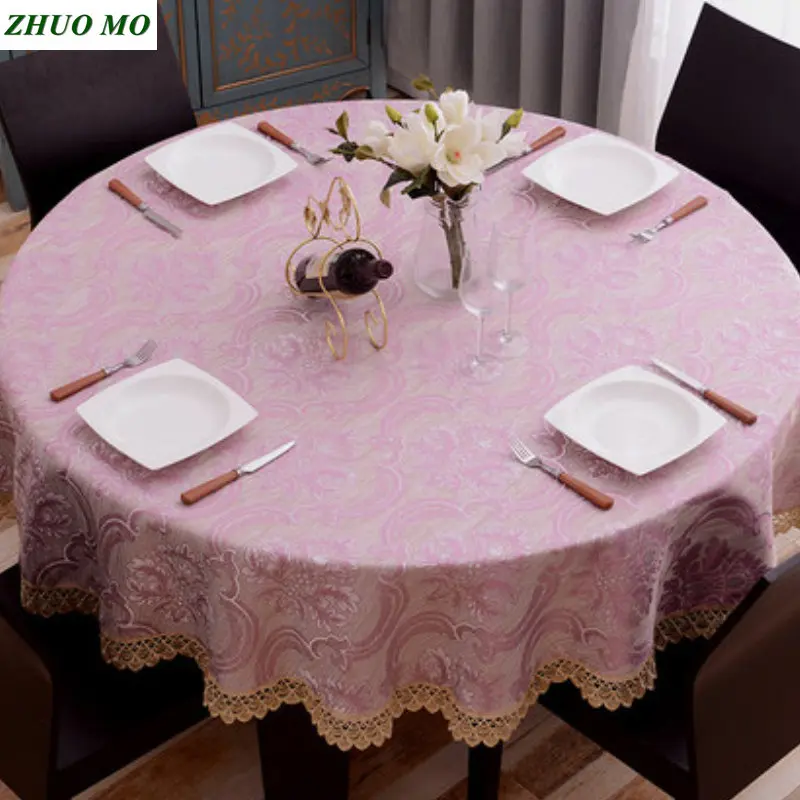 

European Round table cloth cover with Lace Wedding decoration dining table kitchen accessories for home Rectangular tablecloth