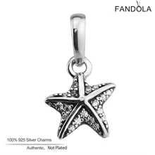 Fandola Fit Berloque Подвески браслет стерлингового серебра 925 тропический Starfish мотаться шариках Серебряные ювелирные изделия браслеты