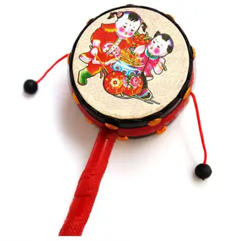 

Chinese Traditional Spin Toy Rattle Drum Kids Cartoon Hand Bell Plastic For Baby