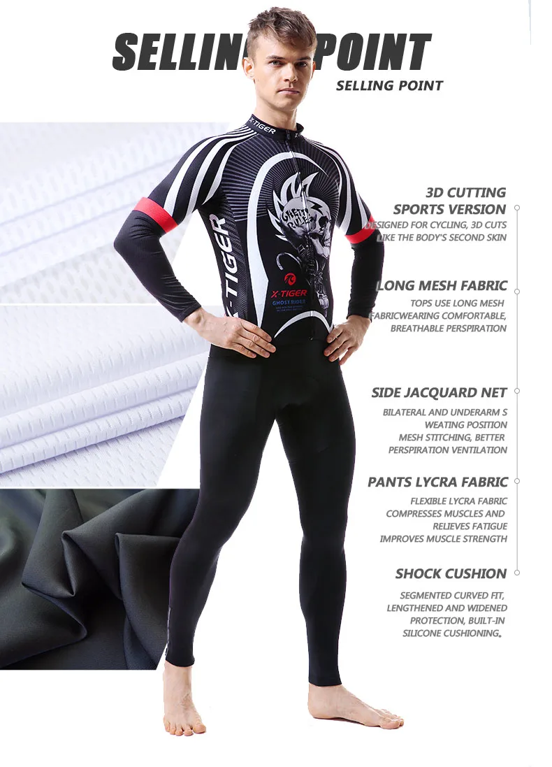 Комплект из джерси с длинными рукавами и изображением тигра, MTB велосипедный костюм, трико Ropa De Ciclismo Hombre Racing велокостюм из флиса, комплект для велоспорта