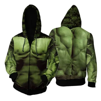 

Avengers 4 Endgame Hulk Hoodies Robert Bruce Banner 3D Printed Zipper Jacket Sweatshirts Unisex Green Hiphop Coat S-5XL