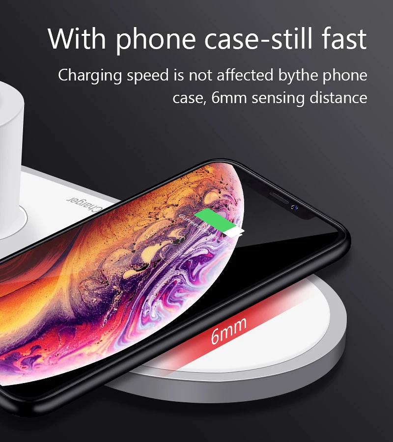 VVKing Wireless Charger For iPhone X XS MAX XR Fast Wireless Full load 3 in 1 Charging Pad for Airpods Apple Watch 5 4 3 2