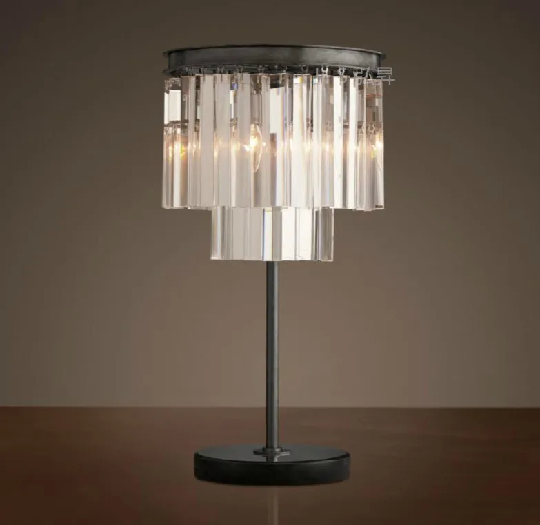 

Loft living room wind industry long strips crystal table lamp