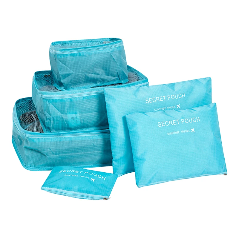 Set Of 6 Duffle Bags Travel Kits Family Clothes Shoes Underwear Makeup Toiletry Storage Box Camping Outdoor Sport Supplies