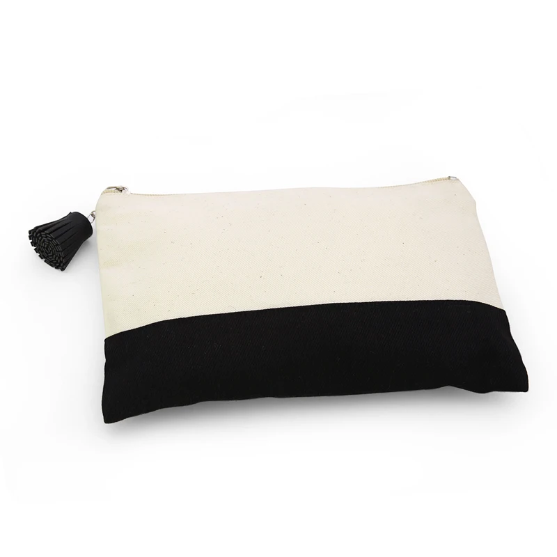 

Oivefeet LG1114C 100pcs Plain Black White Cotton Canvas Cosmetic Bag Makeup Pouch Custom Size Print Accept