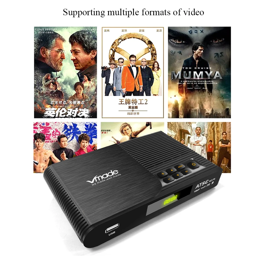 Vmade newest terrestrial receiver HD digital DVB ATSC DVB TV tuner MPEG4 DVB set top box H.265 TV receiver tuner Hot sales USA