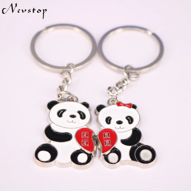

1 Pair Lover Gift Panda Couple Keyring Keyfob Valentine's Day Keychain Ring llaveros