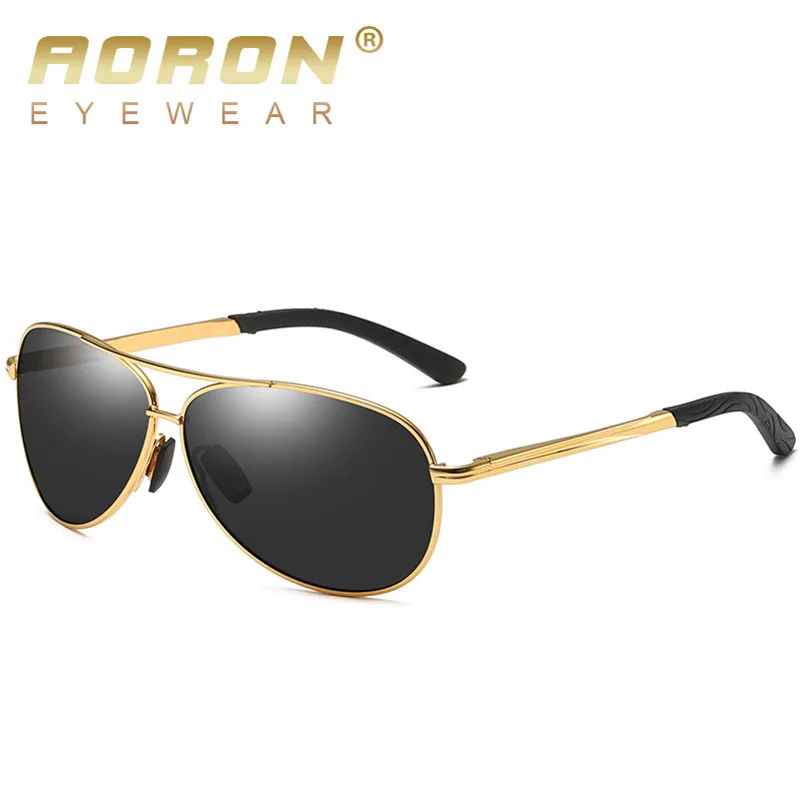 AORON, солнцезащитные очки, мужские, поляризационные, зеркальные, okulary Gafas, высокое качество, новинка, мужские солнцезащитные очки, для улицы, для вождения, очки UV400 S4 - Цвет линз: Gold frame gray