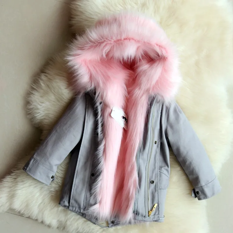 gray coat pink fur