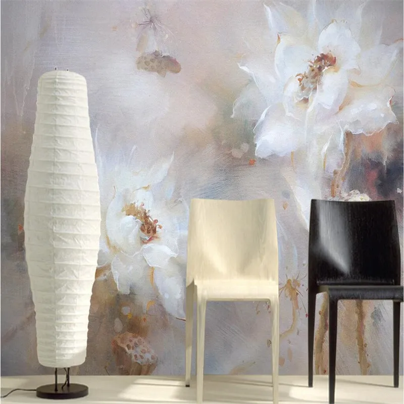 

modern painting for living room background photography HD Oil style Lotus abstract art hotel badroom wall wallpaper mural