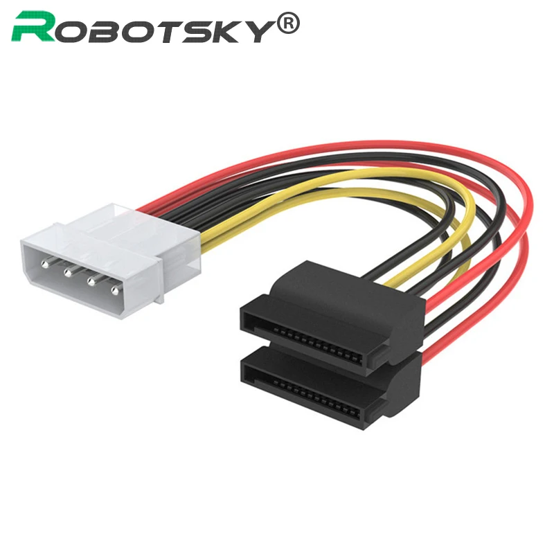 

Robotsky Serial ATA SATA 4 Pin IDE Molex Female to 2 of 15 Pin Female HDD Power Adapter Cable Driver Converter Code