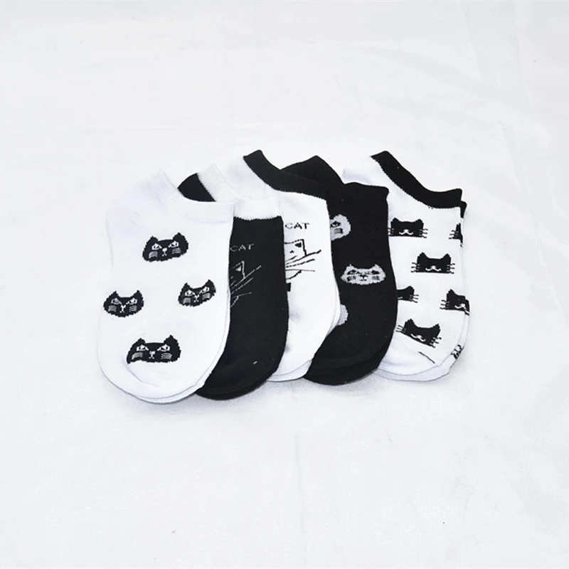 5 пар/лот, женские носки ярких цветов, носки-башмачки с изображением маленьких животных, забавные носки для беременных