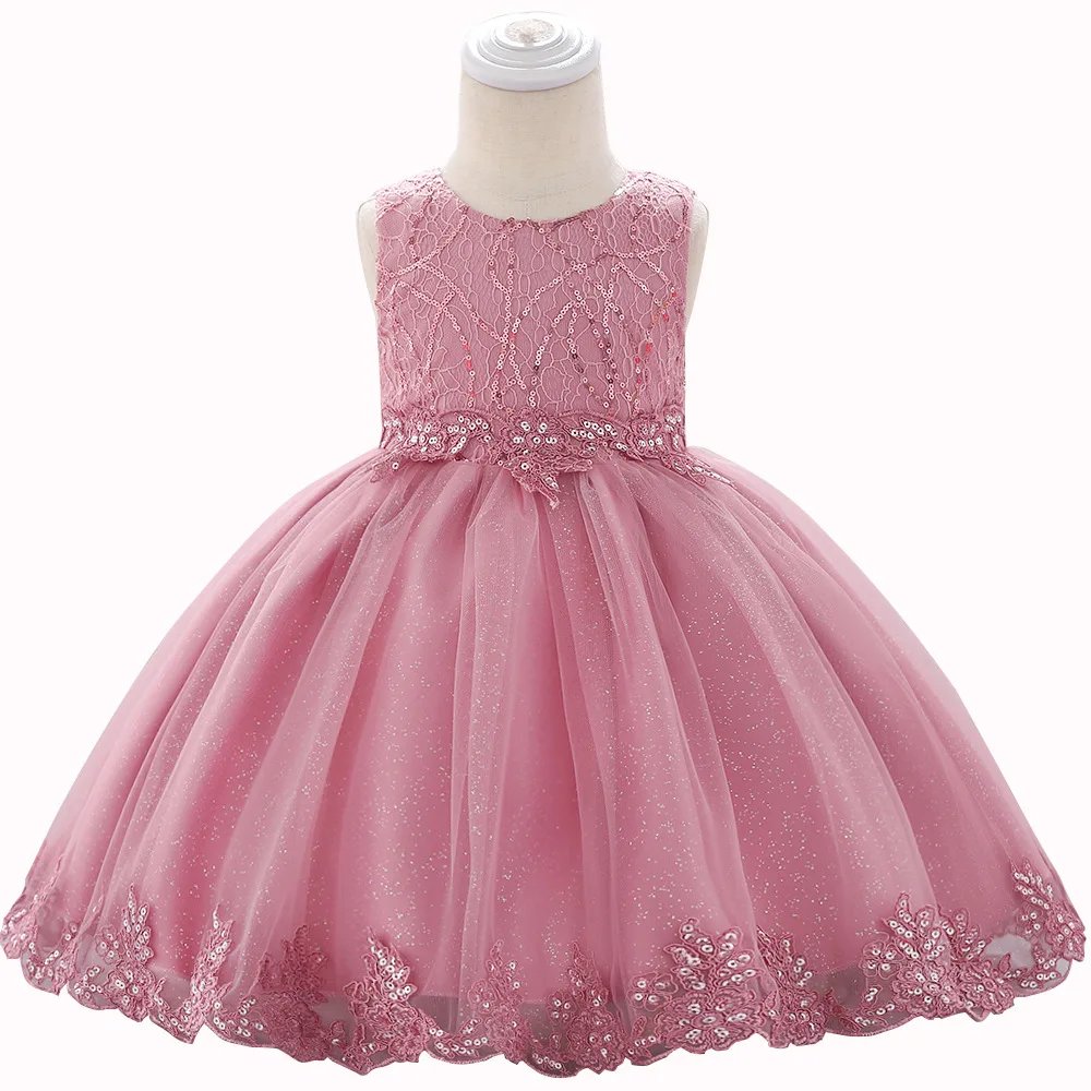 

Lace Newborn 0-24 Month Baby Girl Clothes Baby Dresses 1st Birthday Party Vestidos Infanti Sequin mesh Photography Clothes