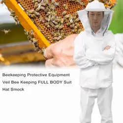 Пчеловодство защитные вуаль Пчеловодство полный тело костюм шляпа свободное S-XXL белый хлопок Пчеловодство куртка полезные и безопасности
