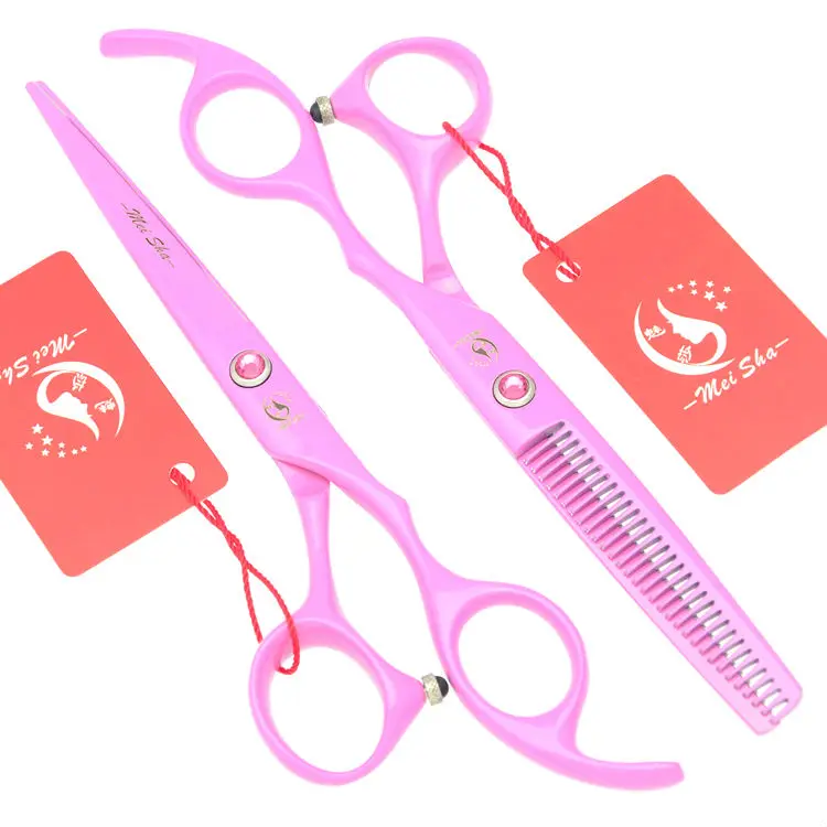 6.0Inch Meisha Pink Hair Scissors Set Hairdressing Cutting Scissors