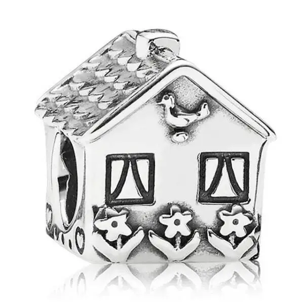 

925 Sterling Silver Bead Charm Vintage House Shape Home Sweet Home Beads Fit Women Pandora Bracelet & Necklace DIY Jewelry