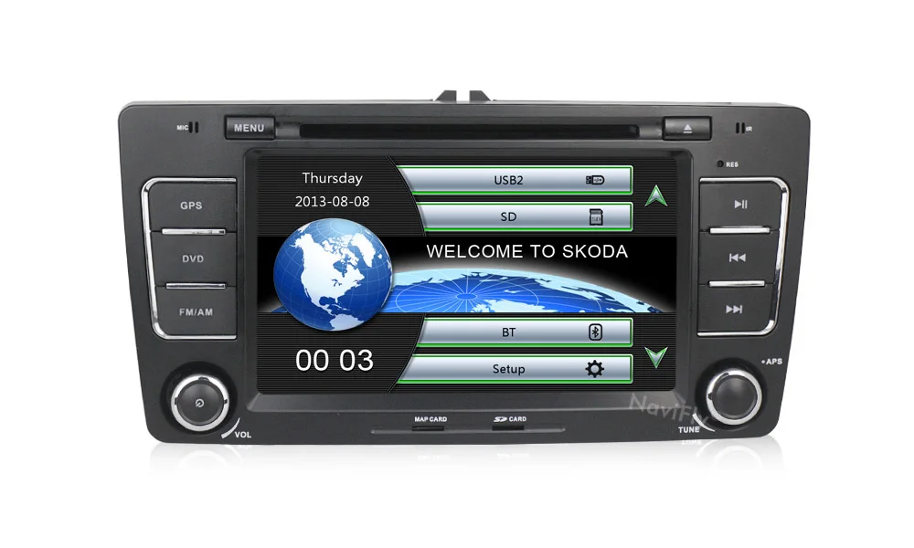 Clearance NaviFly car dvd player for SKODA Octavia 2009-2013 car gps radio player support canbus USB BT SD RDS 7"Capacitive Screen 2din 8