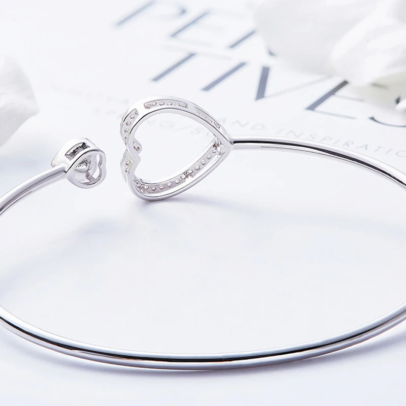 CDE, украшенный кристаллами Pulseras Mujer Moda, браслет из стерлингового серебра 925 пробы с сердцем, очаровательные женские браслеты и браслет