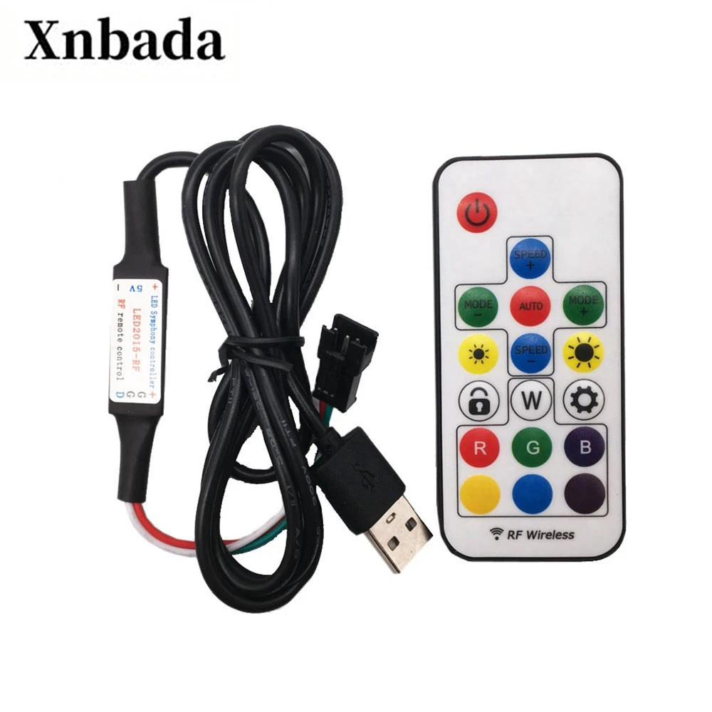 17Key RGB Led контроллер с USB Led Беспроводной RF Led контроллер для WS2812B SK6812 RGB магический цвет светодиодный светильник 5 В