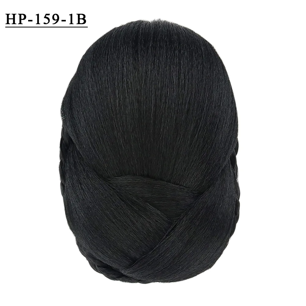 Free Beauty Curly Chignon Brown Blond Hazel Ombre Synthetic Hair Bun Extensions Rubber Band Heat Resistant Fiber for Women Girls - Цвет: HP-159-1B