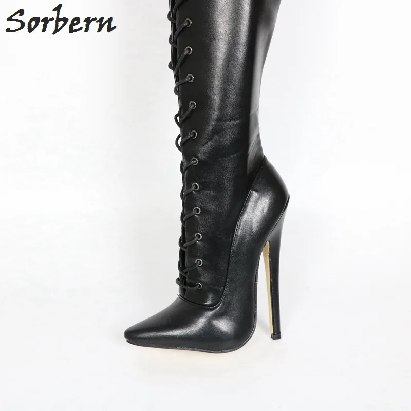 Персонализированные Высокие сапоги 85 см; женская обувь с высоким шаговым швом; Альтернативная модная обувь на высоком каблуке 18 см; обувь для кроссдрессеров