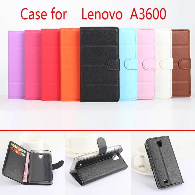 

HongBaiwei For Lenovo A3600 A3800d Phone Case Folio Flip Pure Color Lichee Pattern PU Leather Wallet Case Cover Cash/Card Slots