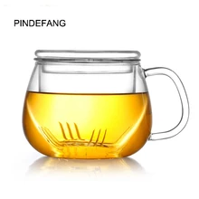 PINDEFANG, 300 мл, круглая, офисная, дневная, посуда для напитков, травяная, цветочный чай, кружка, Теплоизоляционный фильтр, Ультра прозрачная, чайная посуда, Женская чашка, кружка для молока