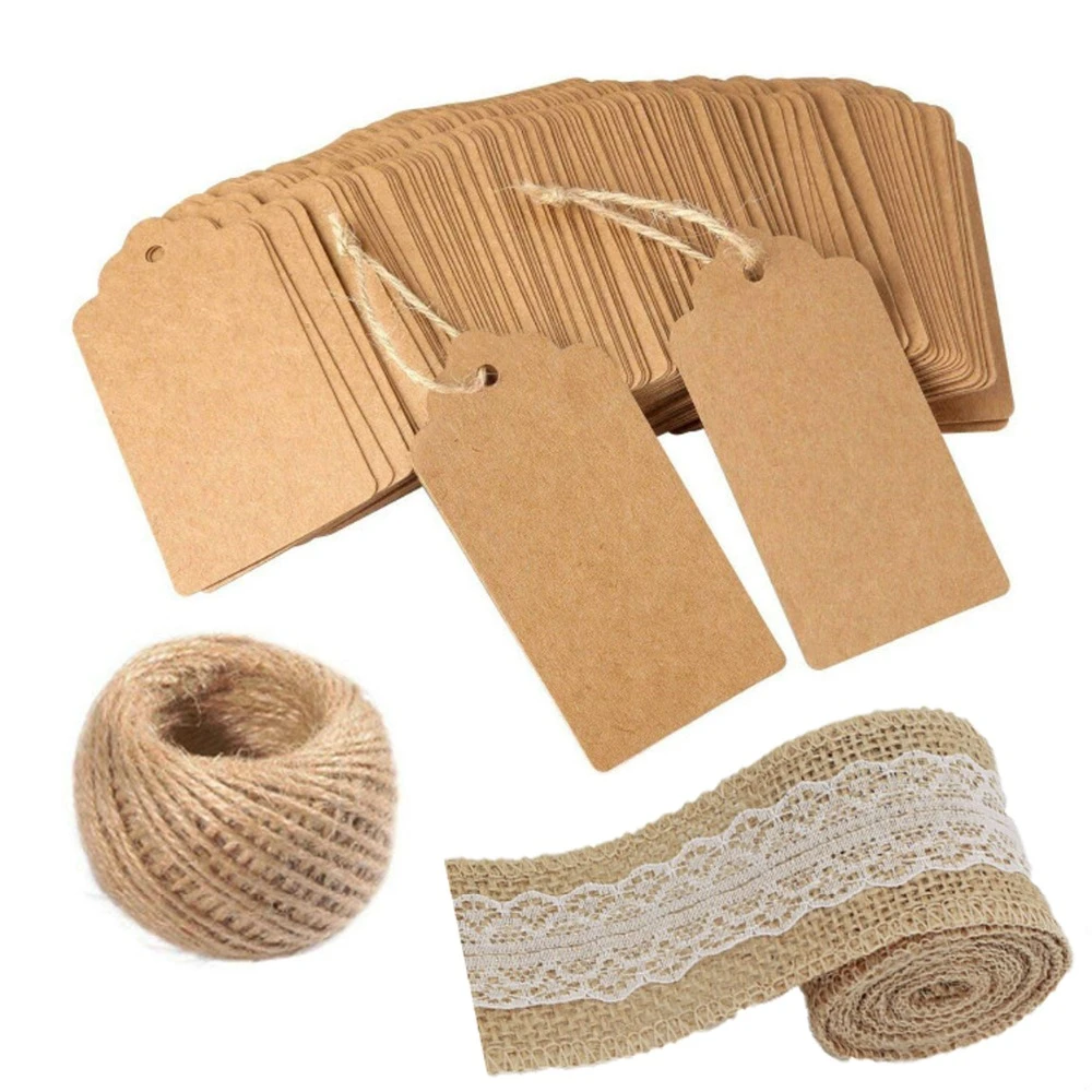 Favores De Fiesta Etiquetas De Papel Kraft Love De 50Pcs con Hilo De Yute Natural De 10M para Bodas RUSPEPA Etiquetas De Regalo con Cadena Baby Shower