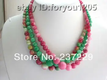 

Wholesale price FREE SHIPPING AD wholesale 3 pieces Natural 6-14mm Round Jade Necklace