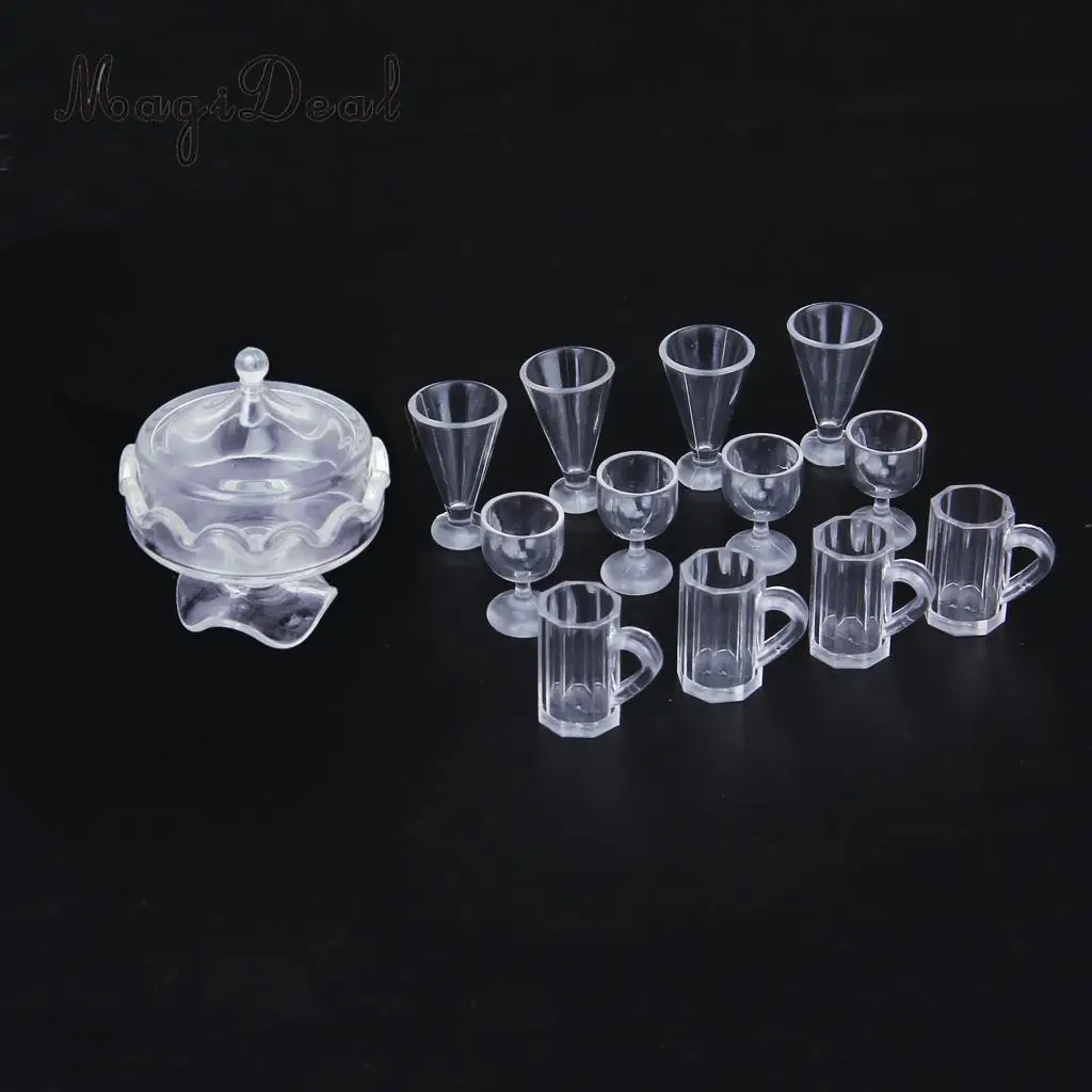 MagiDeal 4Pcs/Set Dollhouse Miniature Kitchen Dinner Wine Goblet Cup for 1/12 Scale Dolls House Pretend Play Children Toys