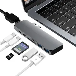 Dual type-C USB C концентратор к HDMI адаптеру 4 к Thunderbolt 3 с TF SD ридером слот PD Зарядка для MacBook Pro Тип C USB 3,0 концентратор
