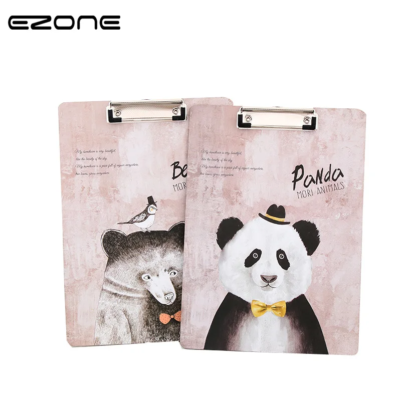 

EZON Lovely Cartoon Wooden Animals A4 Straight Plywood Fashion Signed Clipboard WordPad Vertical Writting Board Stationery Gifts