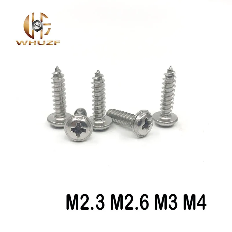 

M2.3 M2.6 M3 M4 PWA plate with Nickel Cross Round Head Self Tapping Screw With Pad Pan Head Tapping Screws