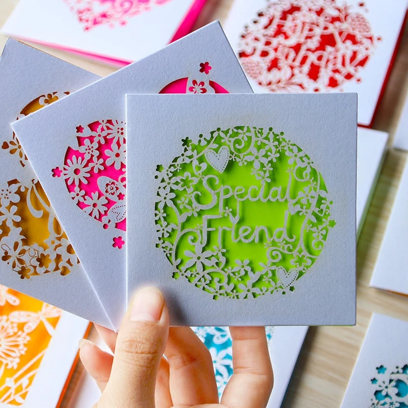 

1pc Christmas Hollow Mini Blessing Greeting Card Birthday Greeting Cards 3d Christmas Cards
