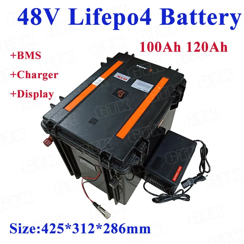 48V 100Ah 120Ah 150Ah 200Ah LiFepo4 ионно-литиевая аккумуляторная батарея с BMS для 5000w дом на колесах электрический автомобиль солнечной энергии+ 10A зарядное устройство - Цвет: 48V 120Ah