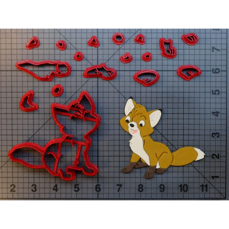 Набор инструментов для украшения торта с изображением лисы, 3D печатные инструменты, форма для шоколада для украшения торта - Цвет: Fox 4 inch 10.1cm