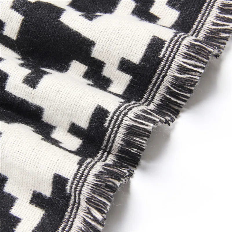 POBING, роскошный бренд, черно-белый кашемировый шарф с принтом птиц, женские шафры-платки с кисточками, обертывания, теплое зимнее одеяло из пашмины