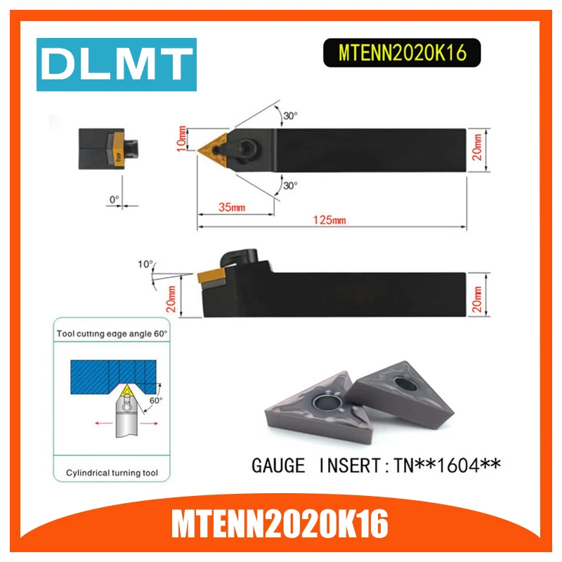 MTENN2020K16 60 градусов резец для наружной обточки держатель для DNMG150404 DNMG150408 используется на токарный станок с ЧПУ