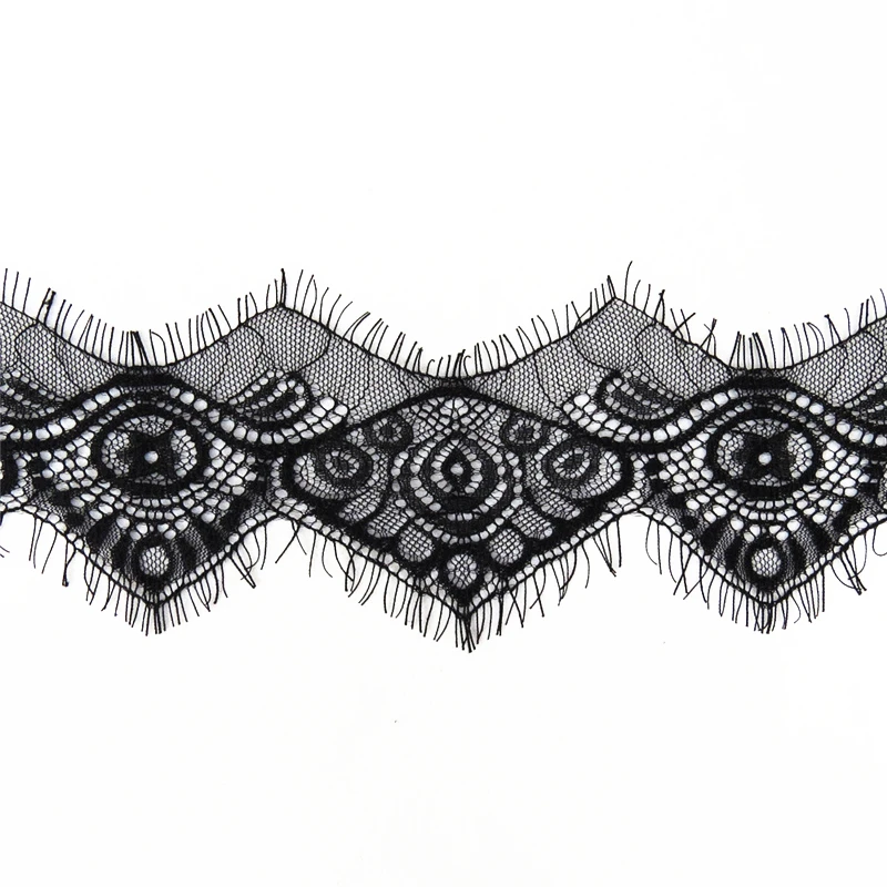 

3Meters/Lot Embroidered Eyelash Lace Ribbon White Wedding Dress Lace Fabric Applique Trim Sewing Width/7.5 Clothing Accessories