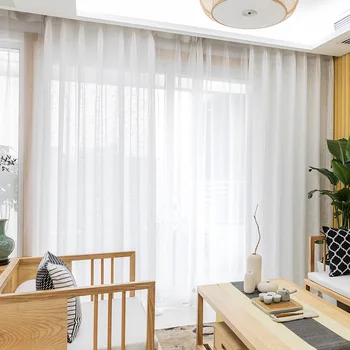 Cheap White Tulle Curtain Sheer Linen Curtains For Bedroom Living
