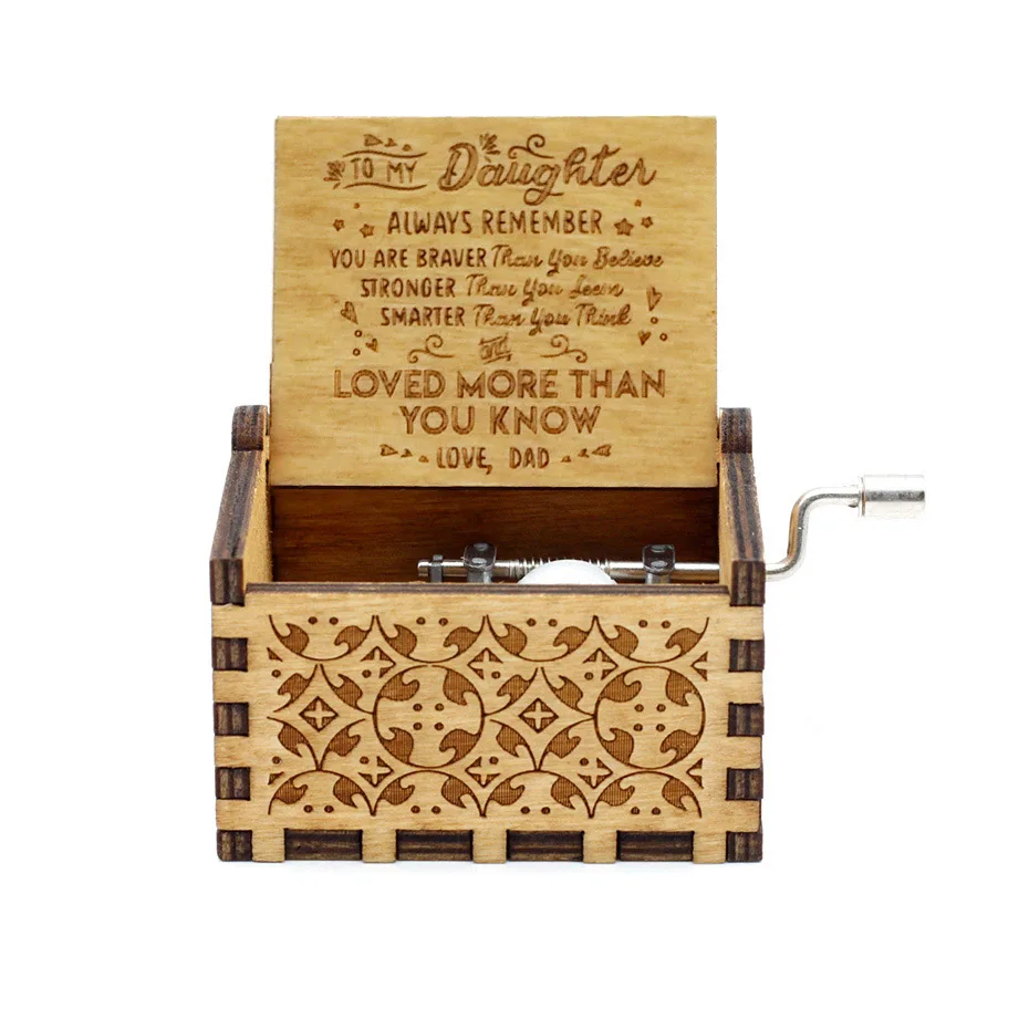 LOVE DAD(DAUGHTER) New Carved Queen Music Box Star Wars Game of Throne Castle In The Sky Hand Cranked Wood Music Box Christmas Gift - Цвет: LOVE DAD(DAUGHTER)