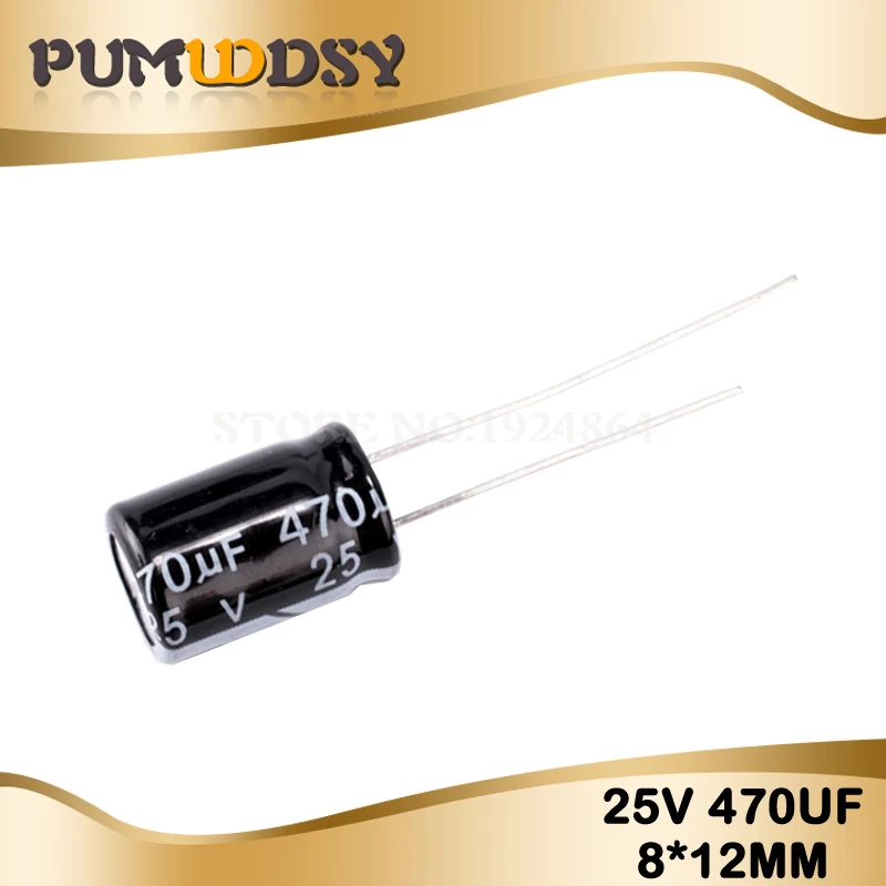 

20PCS Higt quality 25V470UF 8*12mm 470UF 25V 8*12 Electrolytic capacitor