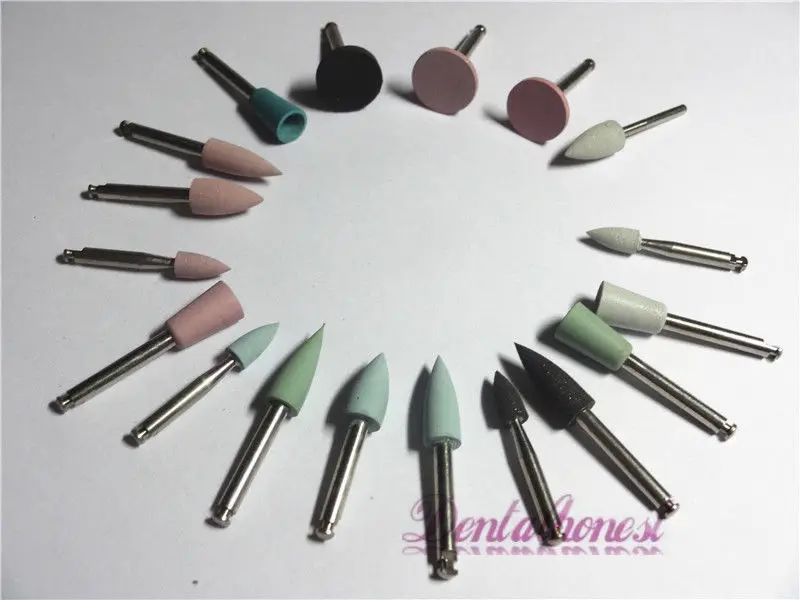 18pcs Dental Lab 2.35mm Diamond Burs Cups Latch type Assorted Silicone