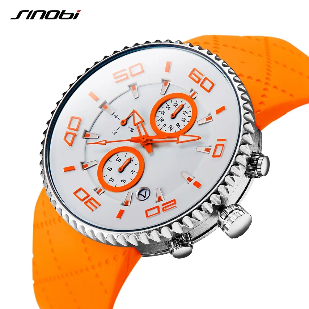 

SINOBI Sports Watches relaxation Mens Stopwatch Waterproof Watch Sport Chronograph Reloj Hombre Watch Free Shipping