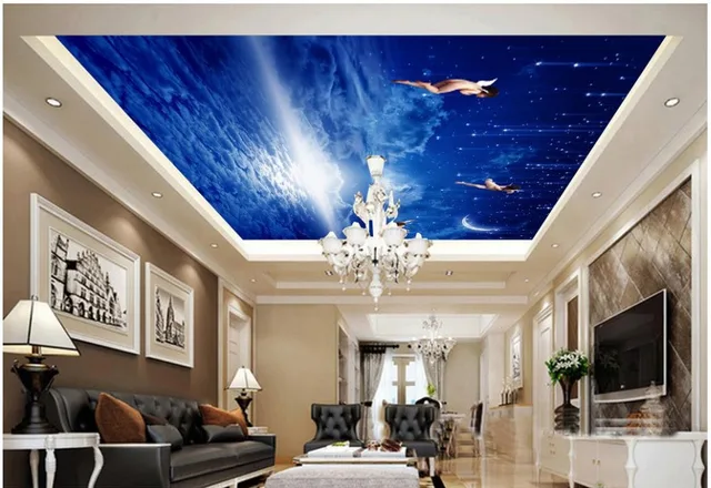 Us 34 0 Foto Tapete Benutzerdefinierten Decken Blauen Himmel Traum Engel Wohnzimmer Decke Hause Dekoration In