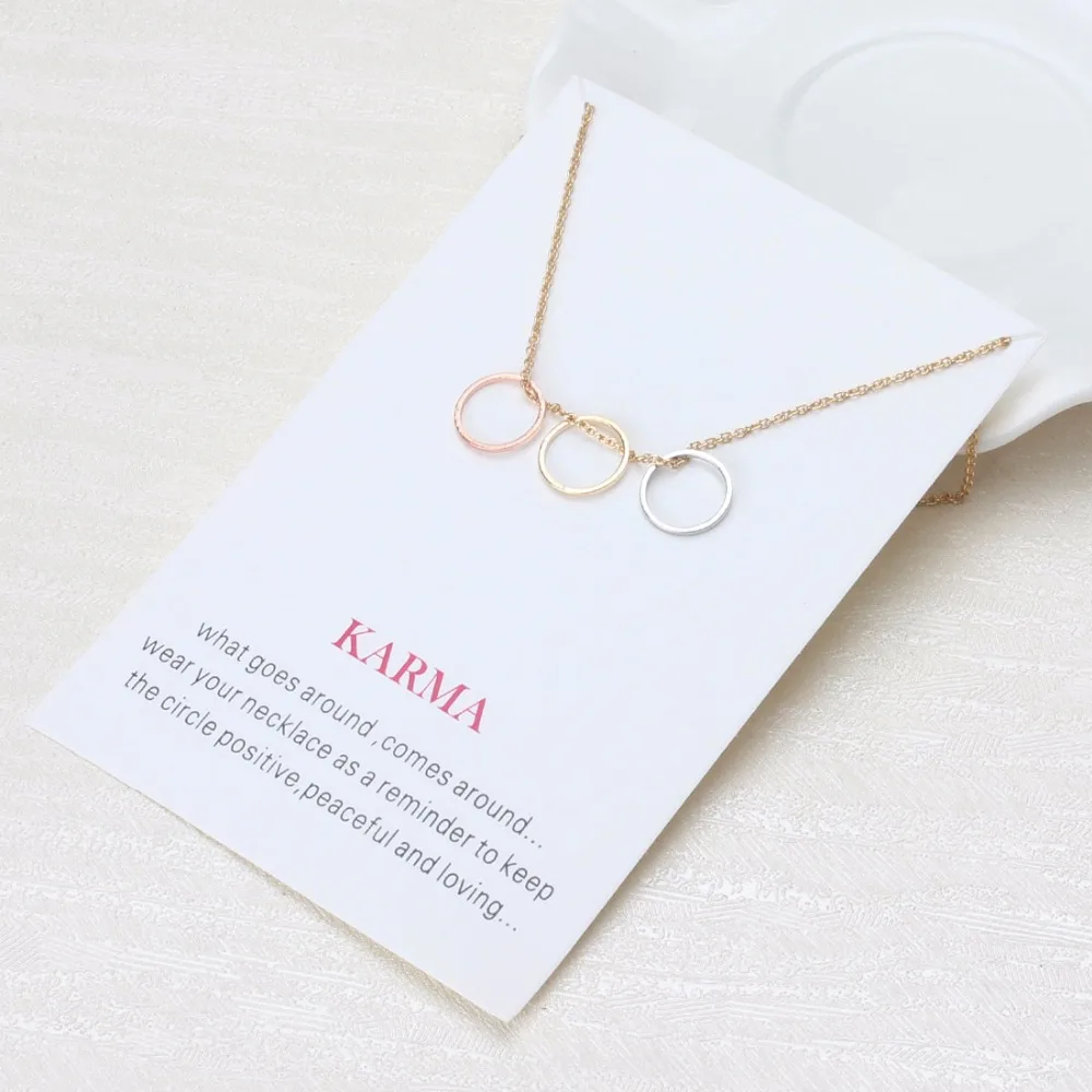 

Fashion Minimalist Karma Charms Links Chains Choker Collier Necklaces Pendants Women Statement Wish Card Jewelry