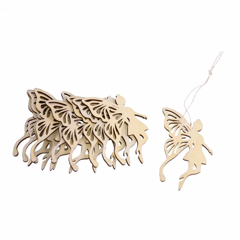 Easter-10pcs-Wood-Fairy-Angel-s-Wings-shape-Ornament-Embellishment-Tag-with-String-Hanger