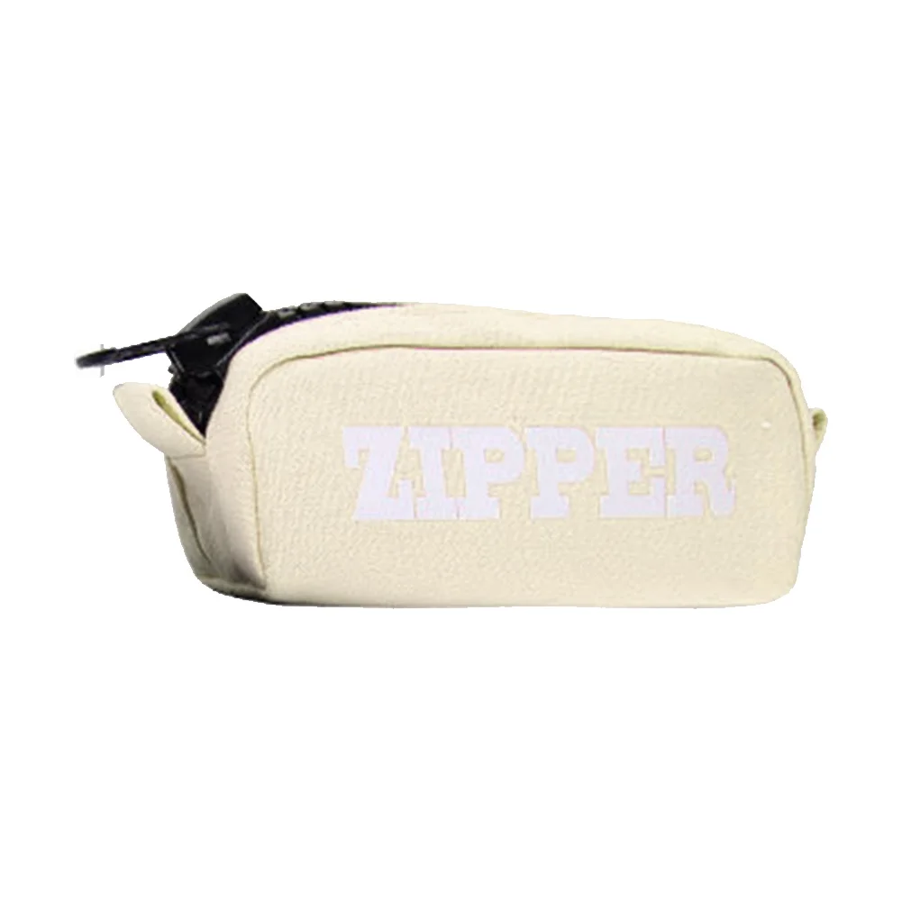 Stationery Gifts Large Capacity Kawaii Big Zipper Pencil Case Pen Box Canvas Girls Simple Lettering | Канцтовары для офиса и