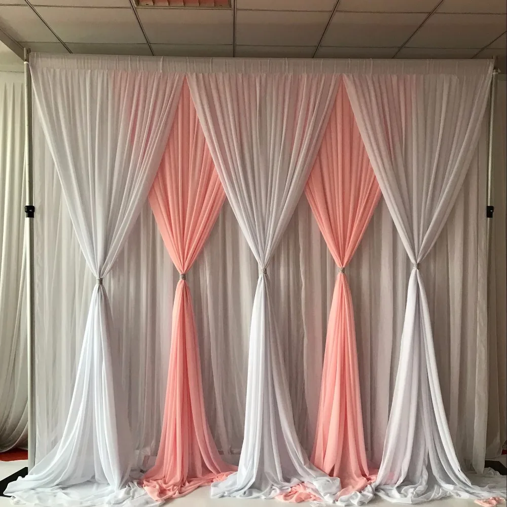 

3 Layers 3m * 3m Mixed Color Chiffon Backdrop Luxurious Wedding Backdrop 5 Panels Chiffon Drape
