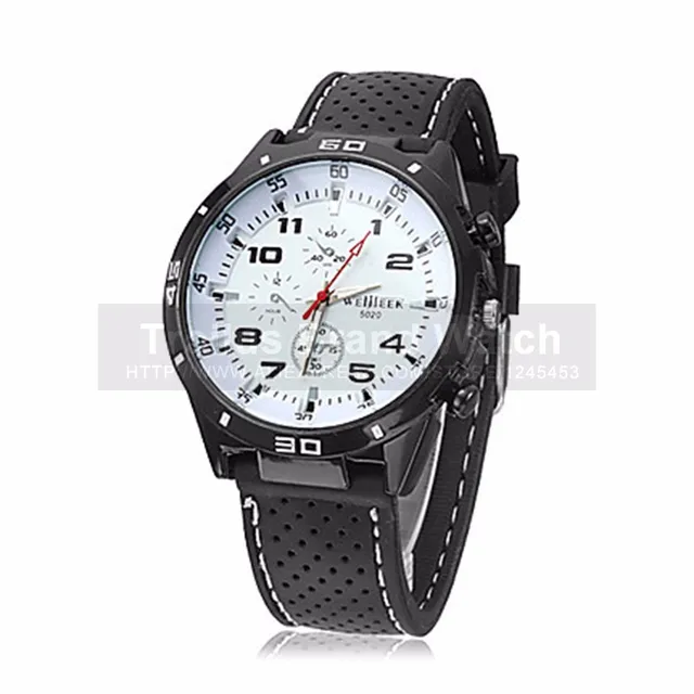 Weijieer 5020 Analog Quartz Watch Rubber Band Round Dial for Men